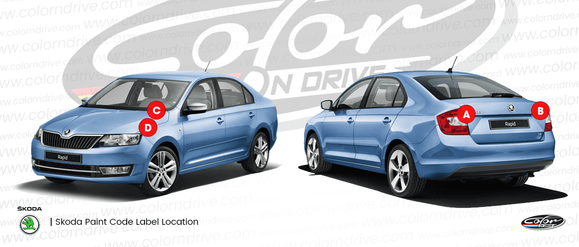 SKODA paint code label location diagram